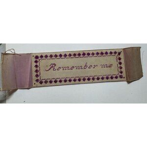 Antique Victorian Handmade Needlework Silk Bookmark, “Remember Me…”